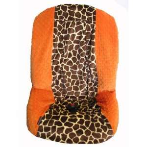   Car Seat Cover   Joey Giraffe Orange Minky Toddler Car Seat Cover