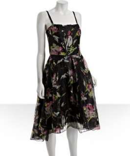 black floral chiffon spaghetti strap dress  