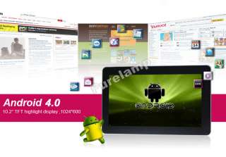 10.2 Android 4.0 Z102 Cortex A9 GPS WiFi Camera DDR 1GB 8GB Tablet PC 