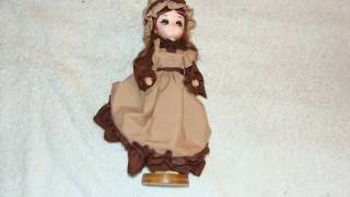 Bradley Dolls Plastic Doll in Brown Dress with Stand  