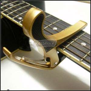 Perfect Folk Acoustic Guitar Trigger Change Capo Gold  