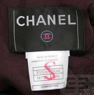 Chanel Metallic Brown Camellia Brooch Button Front Jacket 08P Size 38 