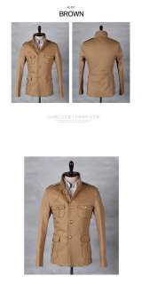 Mens Military Style China Collar jacket Beige 017  