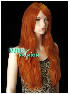 Long 23 in. Wavy Pumpkin Orange Hair Wig FL58  