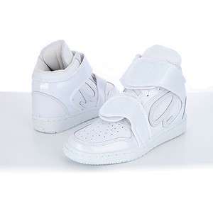 NEW Womens HIGH TOP FASHION STRAP SNEAKERS Basketball Shoes WHITE, US 