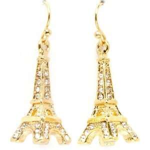   Crystal 3D Eiffel Tower Paris France Theme Dangle Earrings Jewelry