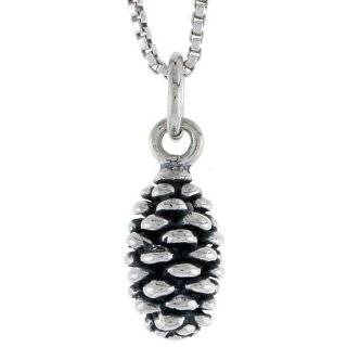  Sterling Silver Pine Cone Pendant, 3/8 in. (9mm) tall 