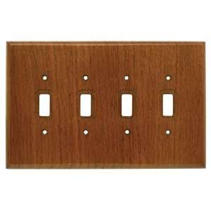   126429 Wood Square Quad Switch Wall Plate, Dark Oak