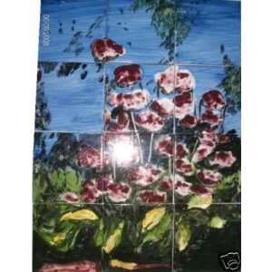 Hand Painted Art Ceramic Tiles Orchids At a Heath Ceramic Wall Mural 