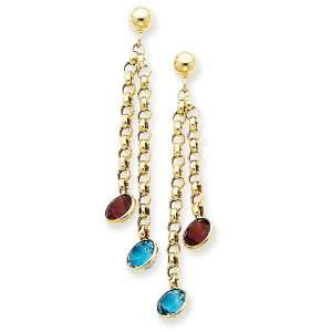  14k Garnet and Blue Topaz Dangle Earrings Jewelry