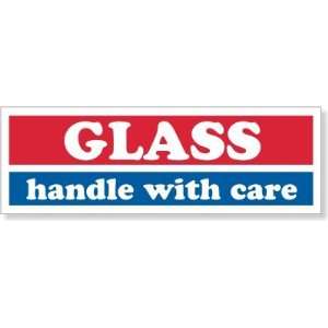  Glass Handle with Care Coated Paper Label, 3 x 1 Office 