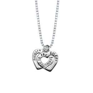 Sterling Silver Love Is the Bridge Between Two Hearts Double Heart 