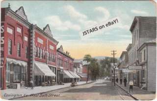 1908 COVINGTON, VA, BATH STREET SCENE POSTCARD  