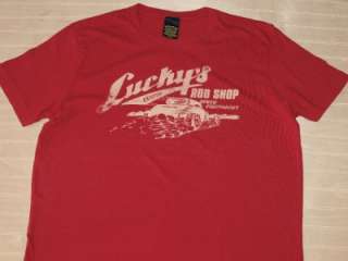 LUCKY BRAND Rod Shop T Shirt Red NWOT  