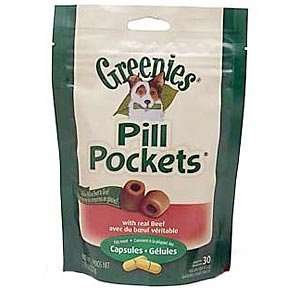  Greenies Pill Pockets for Dogs Beef Flavor, 30 Capsules 