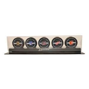   25 Five Puck Display Case Team Edmonton Oilers