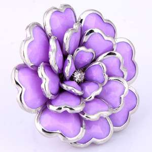 purple resin heart layer flower rhinestone new woman lady finger 