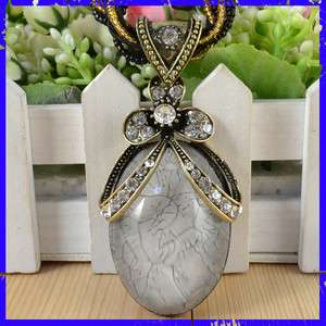 Antique Cocktail Multi Chain Resin Bead Pendant Crystal Flower 