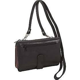 Deluxe Clutch w/ Detachable Strap Black and Brandy