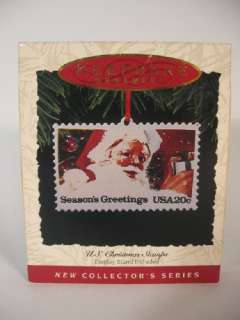 1993 Hallmark US Christmas Stamps Enamel on Copper Ornament Santa 