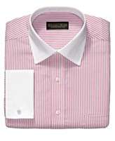 Donald Trump Dress Shirt, Pink White Striped White Collar French Cuff 
