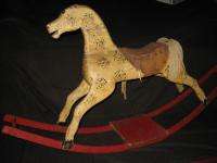 ANTIQUE 19TH CENTURY WOOD DAPPLED ROCKING HORSE TOY  
