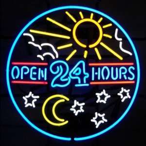  Open Neon Sign on Metal Grid (red and blue) (10H x 18W x 4D 