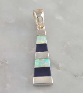 Sterling Silver Lapis & Opal Inlay Necklace Pendant  