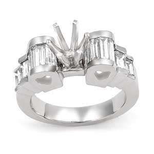 2Ct Baguette Semi Mount Diamond Engagement Rings Plat  