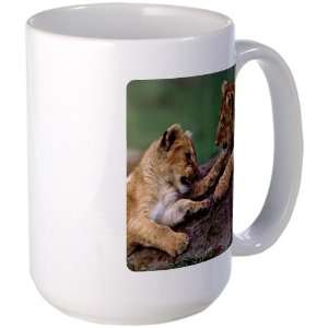  Large Mug Coffee Drink Cup Lion Cubs Playing Everything 