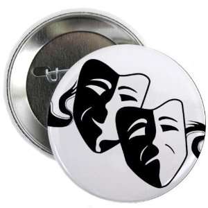  COMEDY TRAGEDY Drama Masks on White 2.25 inch Pinback 