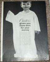1961 ad Carters boys girls Underwear  little boy shirt  