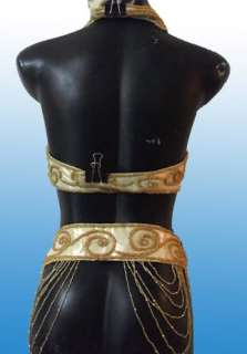 belly dance costume dancing bra belt gloves gold sets beads pro  