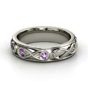 Infinite Love Ring, 18K White Gold Ring with Amethyst