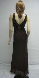 Sue Wong Brown Coffee Beaded Long Dress Gown Evening 4 Designer N7340 