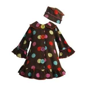  Brown Multi Color Dot Coat Set with Hat (12 Month 