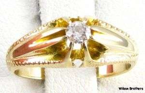 1800s DIAMOND ENGAGEMENT RING   14k Yellow Gold .10ct Mine Cut 