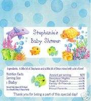 Baby Shower Ocean Fish Candy Wrappers Favors Custom  