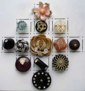 13 VINTAGE CELLULOID RHINESTONE BUTTONS  