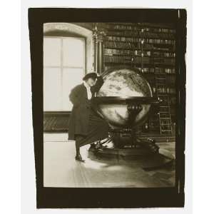  Helen Johns Kirtland,massive globe,Wall of book shelves 