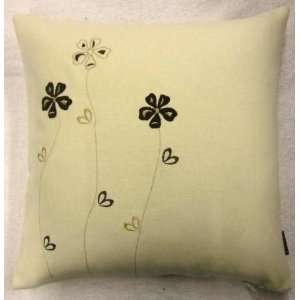  CREAM EMBROIDERED WOOL 18 FILLED CUSHION PILLOW 