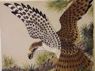 Vintage Embroidery Falcon EagleWall Decor Rare Embroidery 20 X 17 L 