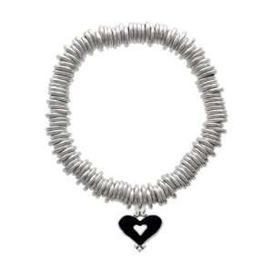   White Enamel Heart Charm Silver Plated Charm Links Bracelet [Jewelry