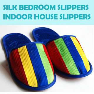 Silk Asian Bed House Slippers Korean Traditional Stripe  