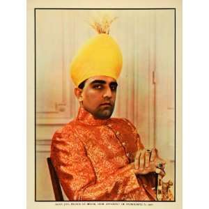  India Azam Jah Prince Berar Portrait Royalty Costume Fashion Jewelry 
