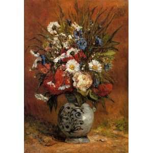  Daisies and Peonies in a Blue Vase