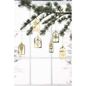    Set of 6 Brass Christmas Miniature Danish Ornaments