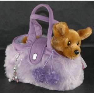 Aurora Fancy Pals Stuffed Plush Pet Chihuahua Carrier Purple Purse NEW 