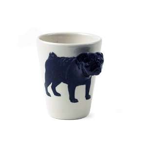  Black Pug Sculpted Ceramic Dog Coffee Mug