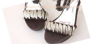 Women Metallic Rome Heels Ankle Strap Sandals Shoes 1jp  